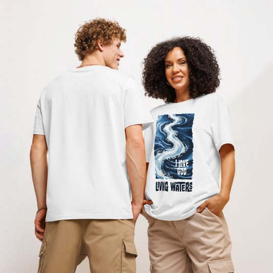 I Love God Living Waters Premium Unisex Organic Ribbed Neck T-shirt